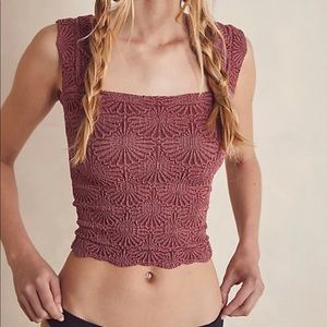 Free People Love Letter Cami Tank Top Blouse Mauve Rose Red